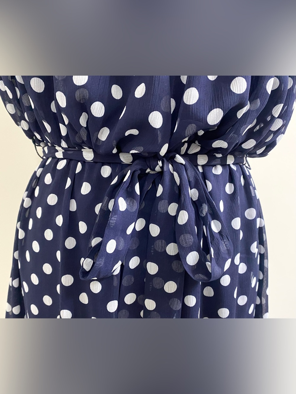 GNW Womens 16 Blue White Polka Dot Sleeveless Dress Summer Preppy Lightweight - Picture 3 of 16